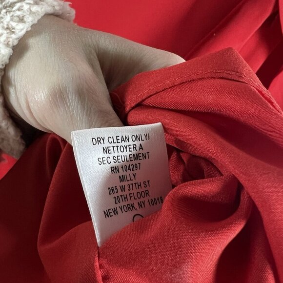 Milly Women Beetle Flutter Sleeve V Neck Mini Dress Red Size 4 Designer Party - Picture 7 of 11